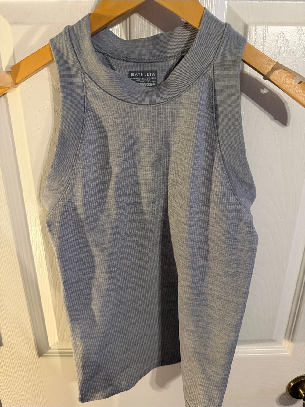 Athleta Light Gray Ribbed High-Neck Tank